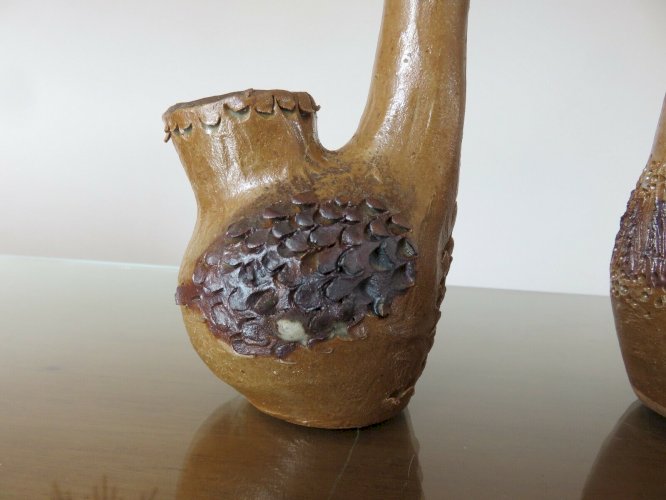 2 VASES ZOOMORPHES EN CERAMIQUE SIGNES ANNEES 50 60 VINTAGE