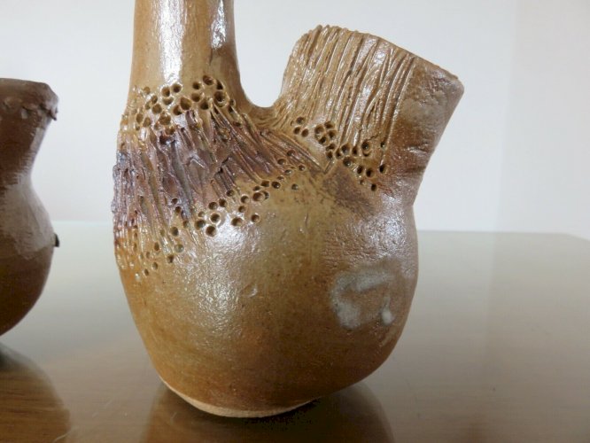 2 VASES ZOOMORPHES EN CERAMIQUE SIGNES ANNEES 50 60 VINTAGE