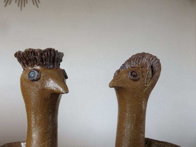 2 VASES ZOOMORPHES EN CERAMIQUE SIGNES ANNEES 50 60 VINTAGE