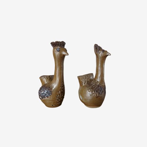 2 VASES ZOOMORPHES EN CERAMIQUE SIGNES ANNEES 50 60 VINTAGE