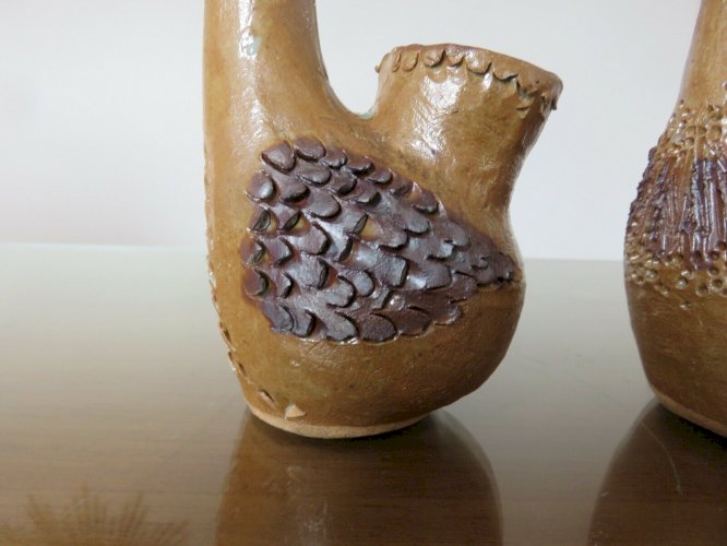 2 VASES ZOOMORPHES EN CERAMIQUE SIGNES ANNEES 50 60 VINTAGE