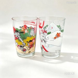 2 Verres Maille Tom and Jerry vintage
