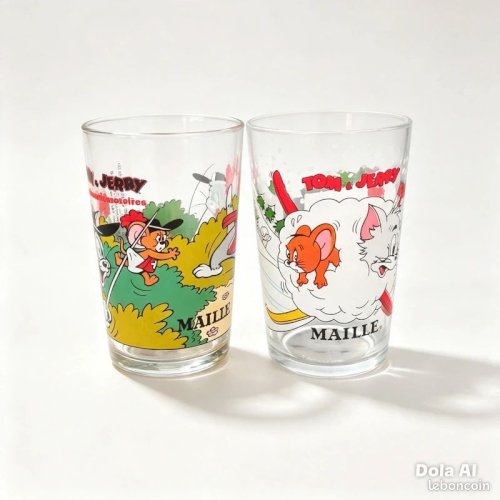 2 Verres Maille Tom and Jerry vintage