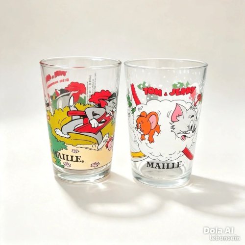2 Verres Maille Tom and Jerry vintage