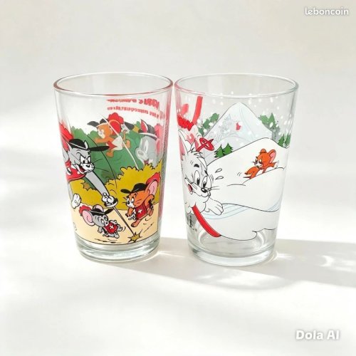2 Verres Maille Tom and Jerry vintage