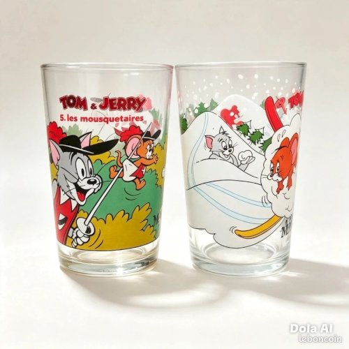 2 Verres Maille Tom and Jerry vintage