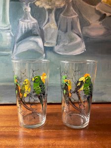 2 vintage glasses with birds ?