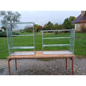 2 Industrial Iron and Glass Display Cases