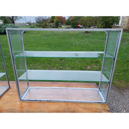 2 Vitrines Industrielles en Fer Et Verre