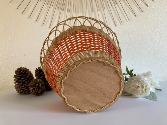 20⚜️ Ancien Panier Corbeille ou Cache Pot en Rotin Vintage