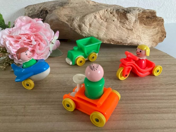20⚜️ Ancien Petits Véhicule Voyageurs Avion Train Voiture Fisher Price Réf 656
