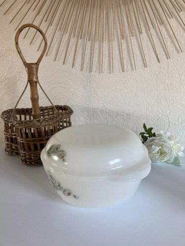 20⚜️ Ancienne Cocotte Plat Four Arcopal France Décor Fleur Marguerites Vintage