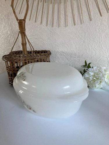 20⚜️ Ancienne Cocotte Plat Four Arcopal France Décor Fleurs Marguerites Vintage