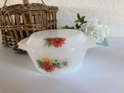 20⚜️ Ancienne Petite Cocotte Plat Four Arcopal France Décor Fleurs Vintage