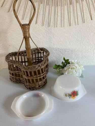 20⚜️ Ancienne Petite Cocotte Plat Four Arcopal France Décor Fleurs Vintage