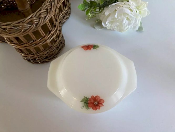 20⚜️ Ancienne Petite Cocotte Plat Four Arcopal France Décor Fleurs Vintage