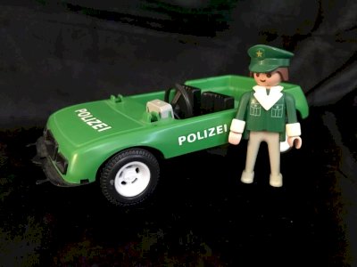 21 ⚜ Vintage Playmobil Toy Vehicle Green Police Car 1976 Ref 3215