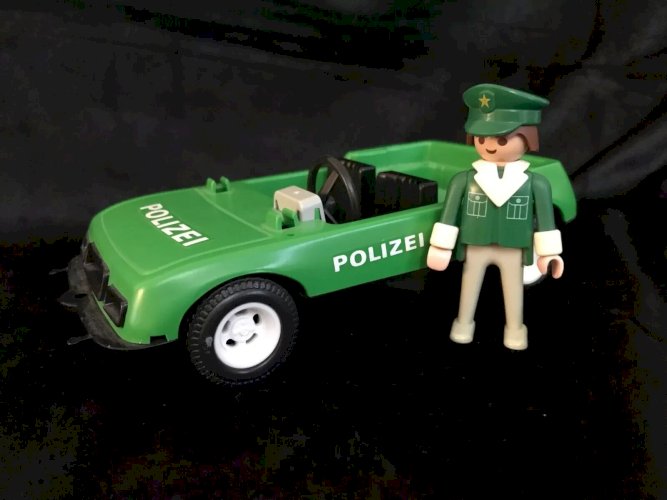 21 ⚜ Ancien Jouet Playmobil Véhicule Voiture Police Verte Polizei 1976 Réf 3215