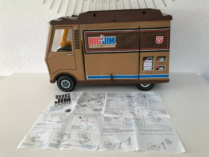 21⚜️ Ancien Véhicule Camping Car Big Jim Sports Camper Mattel 1971 Vintage