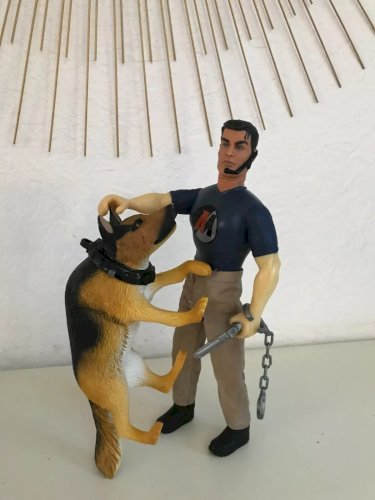 21 ⚜️  Figurine Action Man Avec le Chien Année 1999 Hasbro Hauteur 30 Cm