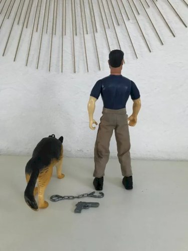 21 ⚜️  Figurine Action Man Avec le Chien Année 1999 Hasbro Hauteur 30 Cm