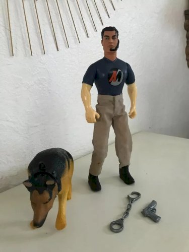 21 ⚜️  Figurine Action Man Avec le Chien Année 1999 Hasbro Hauteur 30 Cm