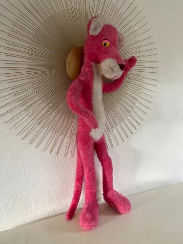 21 ⚜️ Grande Peluche Doudou La Panthère Rose Vintage Hauteur 90 Cm