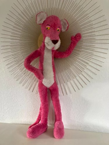 21 ⚜️ Grande Peluche Doudou La Panthère Rose Vintage Hauteur 90 Cm