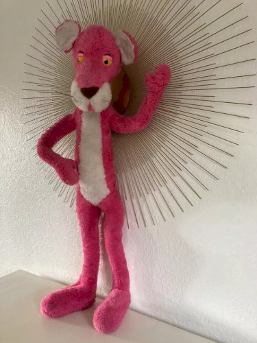 21 ⚜️ Grande Peluche Doudou La Panthère Rose Vintage Hauteur 90 Cm