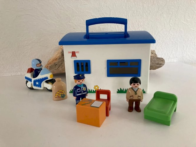 21⚜️ Jouet Playmobil 123 Commissariat de Police Transportable Réf 9382 Complet