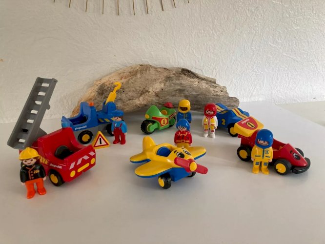 21⚜️ Lots de Playmobil 123 Véhicule Voiture, Avion, Moto, Quad, Camion Pompier