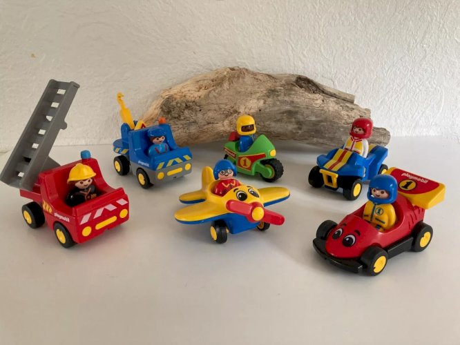 21⚜️ Lots de Playmobil 123 Véhicule Voiture, Avion, Moto, Quad, Camion Pompier