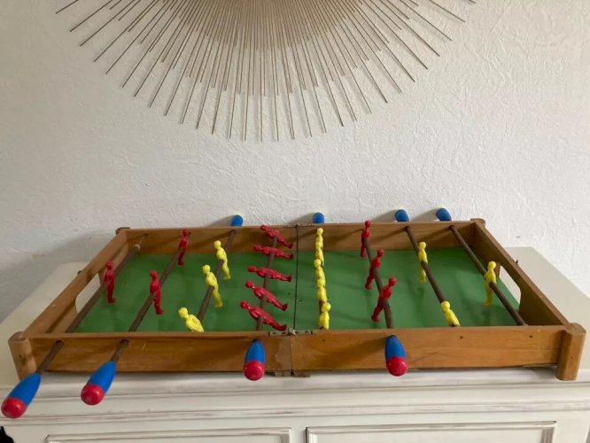 22⚜️ Ancien Jeu Baby Foot de Table Pliable en Bois Vintage