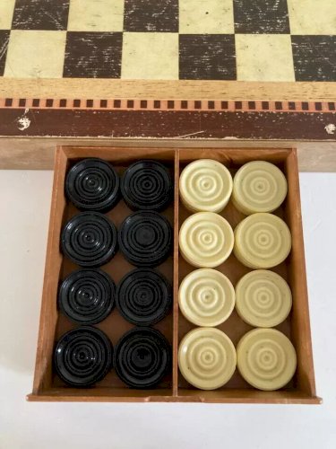 22⚜️ Ancien Jeu de Société Jeu de Petits Chevaux, & Jeu de Dames Garnier Complet