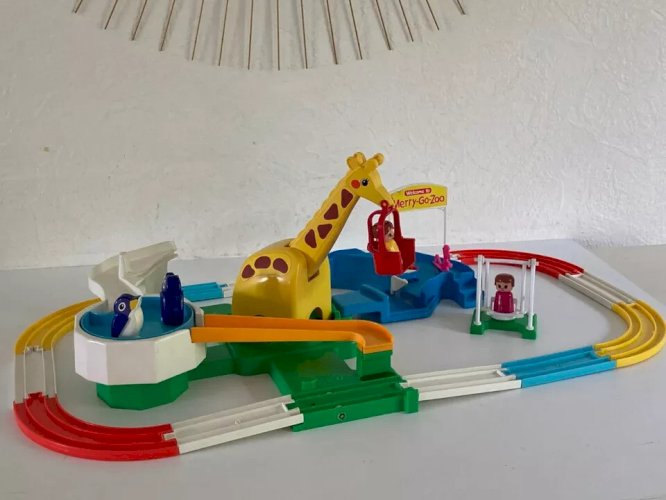 22 ⚜️ Ancien Jouet Ensemble Train Merry-Go-Zoo Par Tomy Année 1979 Vintage