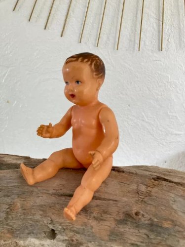 22 ⚜️ Ancien Jouet Très Mignon Petit Bébé Baigneur Poupon Vintage Hauteur 17 Cm