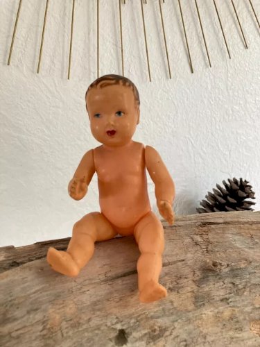 22 ⚜️ Ancien Jouet Très Mignon Petit Bébé Baigneur Poupon Vintage Hauteur 17 Cm