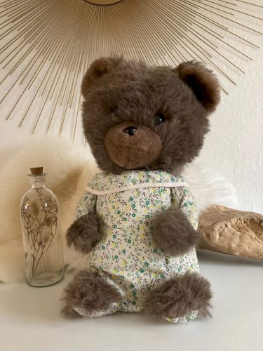 22⚜️ Ancien Nounours Ours Peluche Doudou Range Pyjama Vintage Hauteur 38 Cm