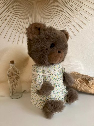 22⚜️ Ancien Nounours Ours Peluche Doudou Range Pyjama Vintage Hauteur 38 Cm