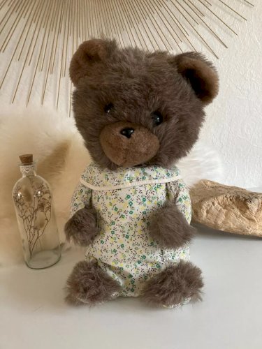 22⚜️ Ancien Nounours Ours Peluche Doudou Range Pyjama Vintage Hauteur 38 Cm