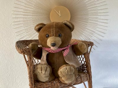 22 ⚜️ Vintage Brown Teddy Bear Plush Toyco Cassette Player K7