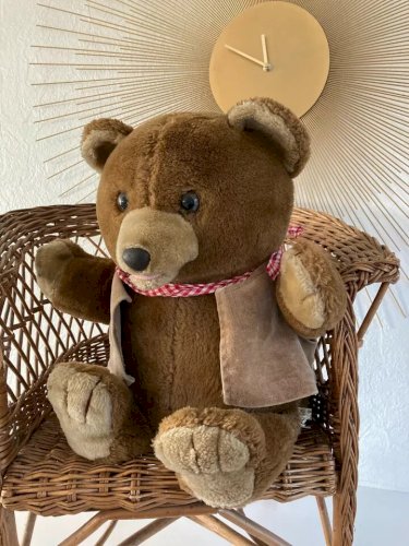 22 ⚜️ Ancienne Peluche Doudou Nounours Marron Toyco Lecteur Cassette K7 Vintage