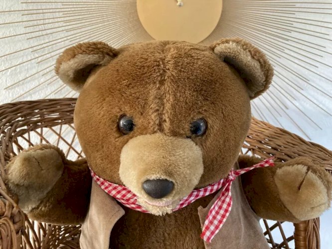 22 ⚜️ Ancienne Peluche Doudou Nounours Marron Toyco Lecteur Cassette K7 Vintage