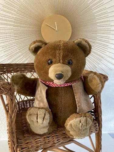 22 ⚜️ Ancienne Peluche Doudou Nounours Marron Toyco Lecteur Cassette K7 Vintage