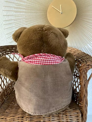 22 ⚜️ Ancienne Peluche Doudou Nounours Marron Toyco Lecteur Cassette K7 Vintage