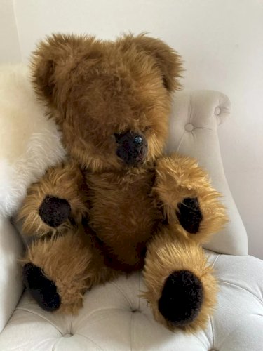 22⚜️ Ancienne Peluche Doudou Nounours Ourson Articulé Marron Vintage H 60 Cm