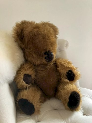 22⚜️ Ancienne Peluche Doudou Nounours Ourson Articulé Marron Vintage H 60 Cm