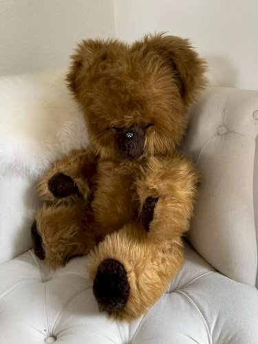 22⚜️ Ancienne Peluche Doudou Nounours Ourson Articulé Marron Vintage H 60 Cm