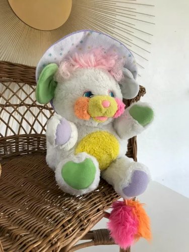 22 ⚜️  Ancienne Peluche Doudou Popples Bébé Bibsy Vintage 25 Cm Assis