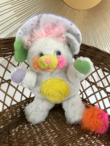 22 ⚜️  Ancienne Peluche Doudou Popples Bébé Bibsy Vintage 25 Cm Assis